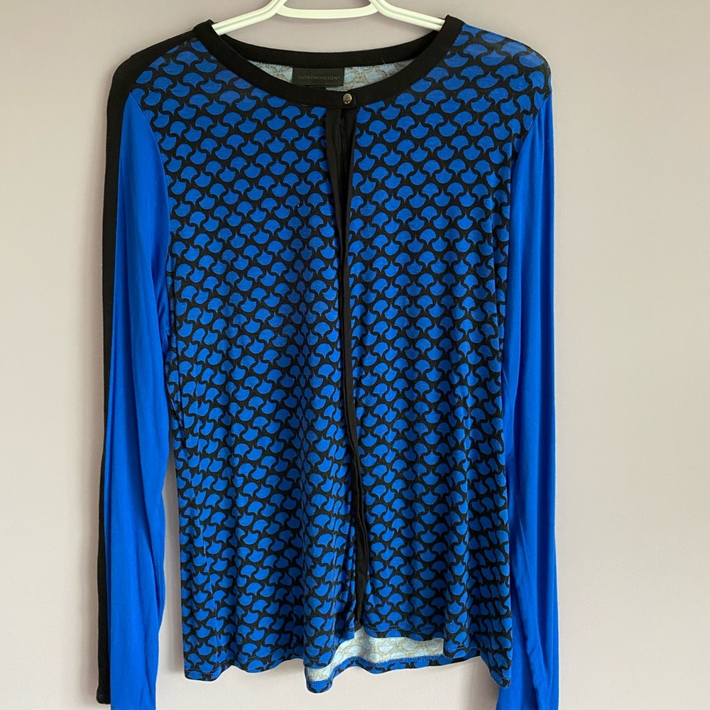 Blue/ black blouse